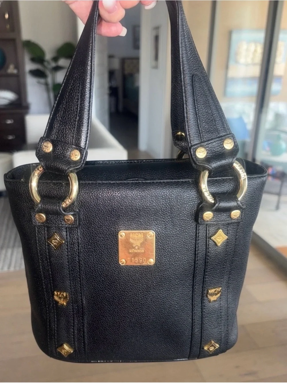 MCM All Leather Studded Tote Bag - EUC
